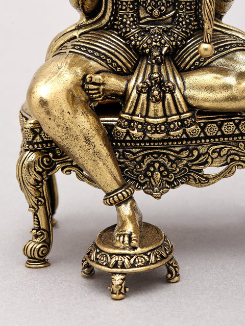 5" Small Superfine Blessing Lord Hanuman Seated on Pedestal