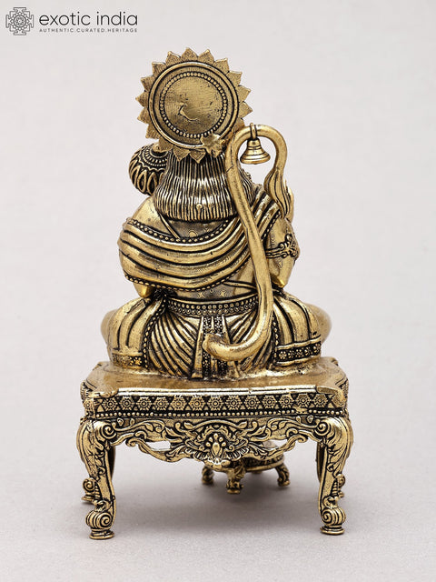 5" Small Superfine Blessing Lord Hanuman Seated on Pedestal