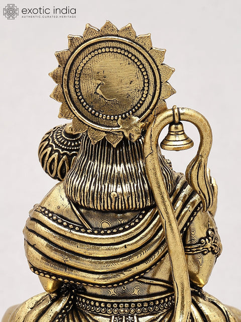 5" Small Superfine Blessing Lord Hanuman Seated on Pedestal