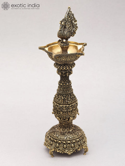 12" Superfine Peacock Lamp with Intricate Carvings