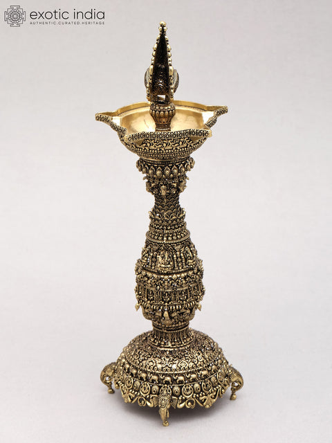 12" Superfine Peacock Lamp with Intricate Carvings