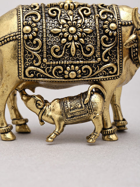 3" Small Brass Superfine Cow and Calf