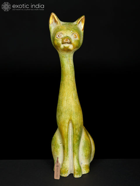 11" Brass Decorative Cat Statue | Table Decor