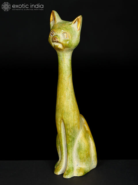 11" Brass Decorative Cat Statue | Table Decor