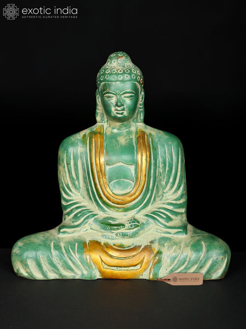 8" Sitting Buddha Brass Statue Handmade Home Decor