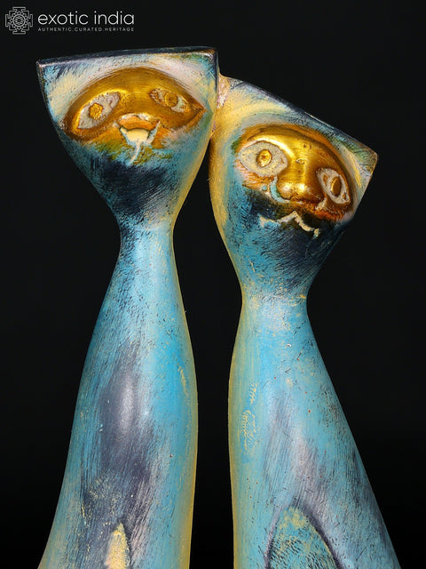 5" Decorative Cat Pair | Brass Statue | Home Decor