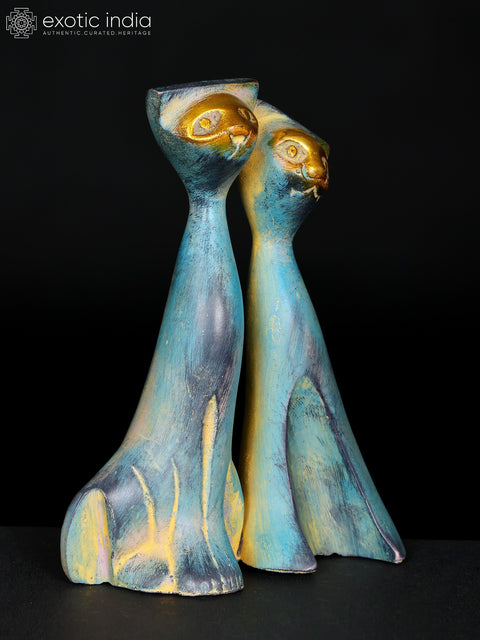 5" Decorative Cat Pair | Brass Statue | Home Decor