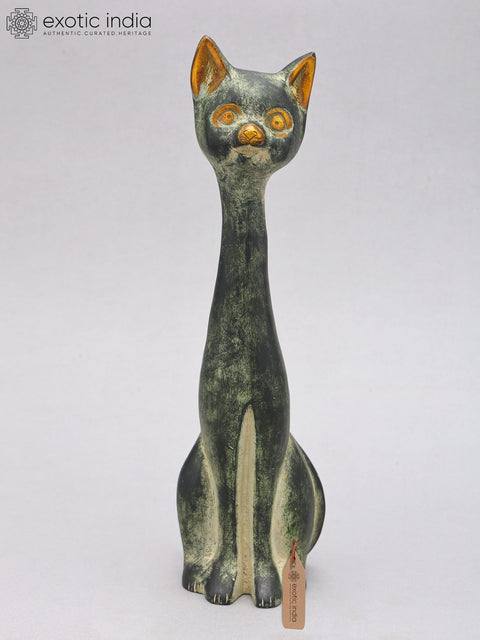 11" Decorative Cat Table Piece | Brass Statue
