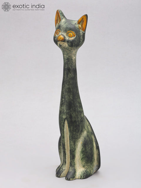 11" Decorative Cat Table Piece | Brass Statue