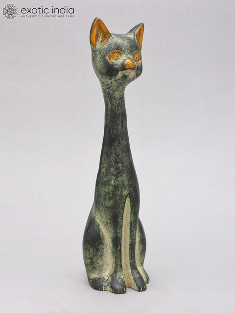 11" Decorative Cat Table Piece | Brass Statue