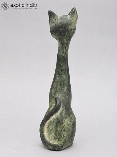 11" Decorative Cat Table Piece | Brass Statue