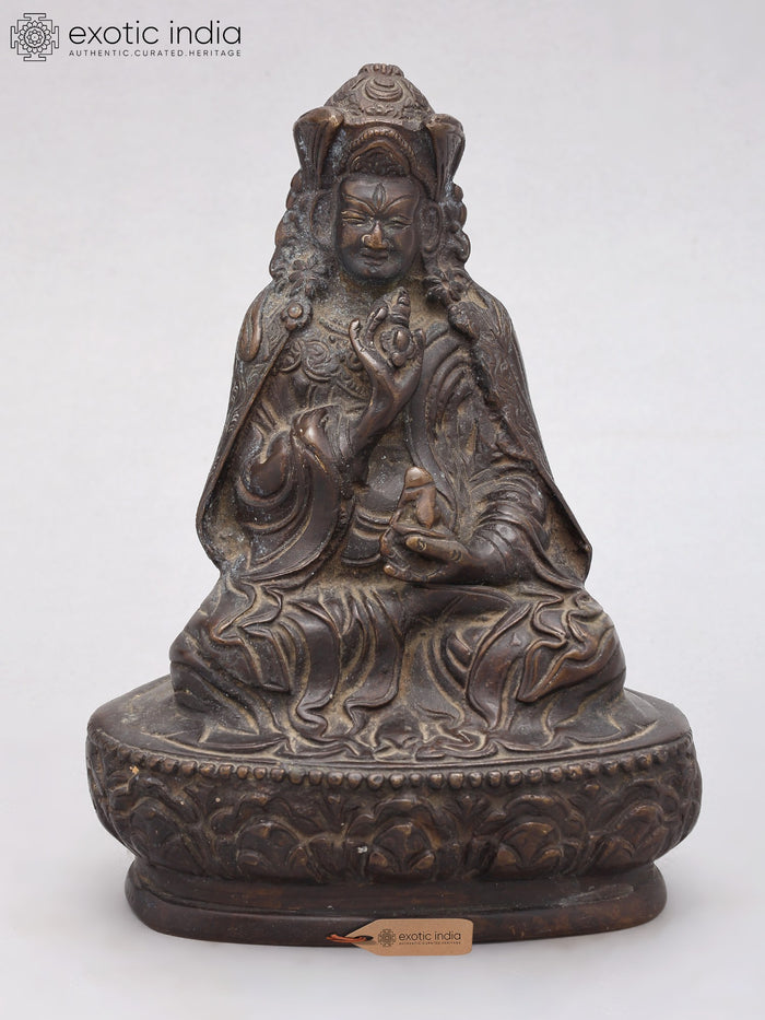 7" Guru Padmasambhava Brass Statue - Tibetan Buddhist Deity
