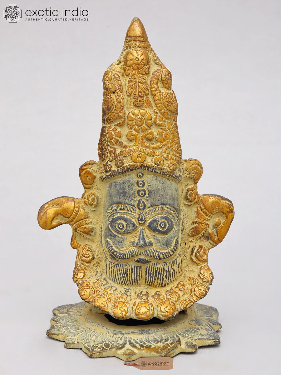 6" Lord Shiva Head Brass Statue for Pooja