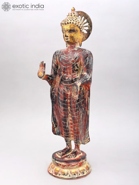20" Standing Gautam Buddha | Brass Statue