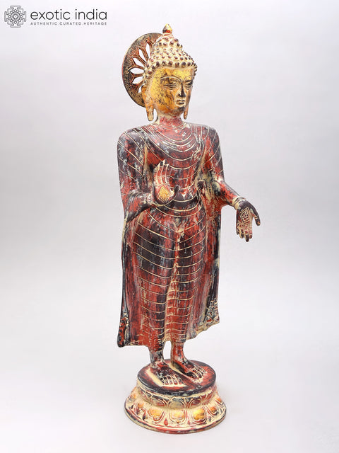 20" Standing Gautam Buddha | Brass Statue