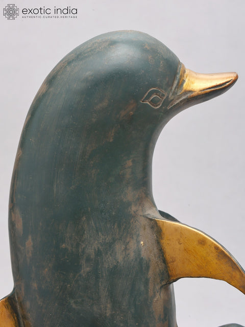 12" Decorative Mother Dolphin with Baby | Brass Statue | Home Decor
