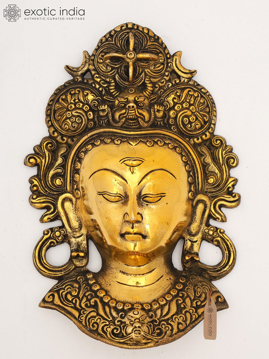 10" Tibetan Buddhist Goddess Tara Brass Wall Hanging Mask