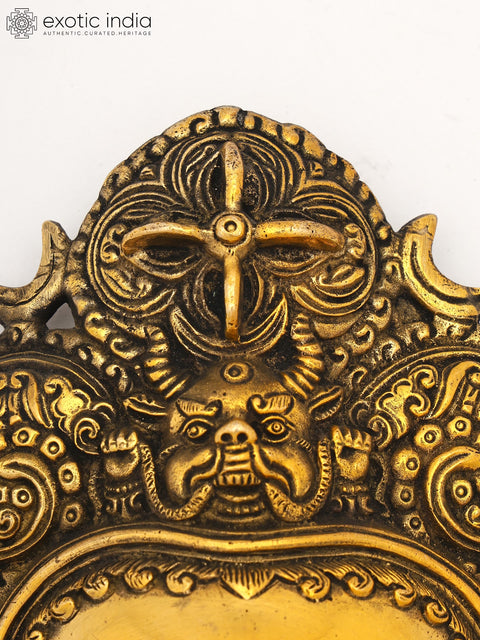 10" Tibetan Buddhist Goddess Tara Wall Hanging Mask | Brass Statue
