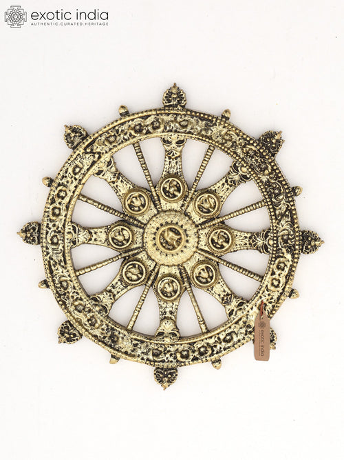 4" Handmade Brass Konark Chakra Wall Hanging Statue