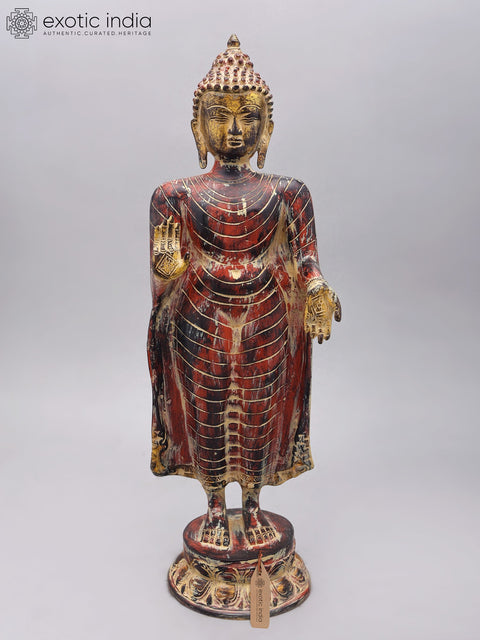 20" Standing Buddha | Brass Idol