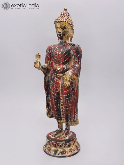 20" Standing Buddha | Brass Idol