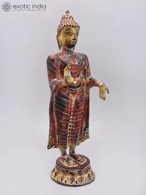 20" Standing Buddha | Brass Idol