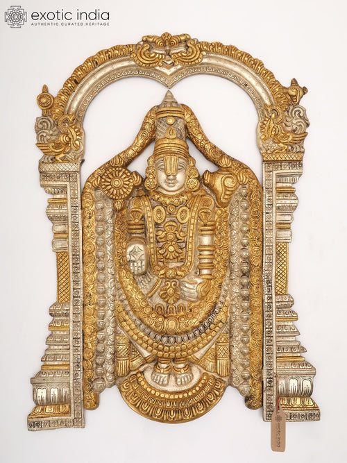 24" Tirupati Balaji Venkateshvara Brass Wall Hanging Statue