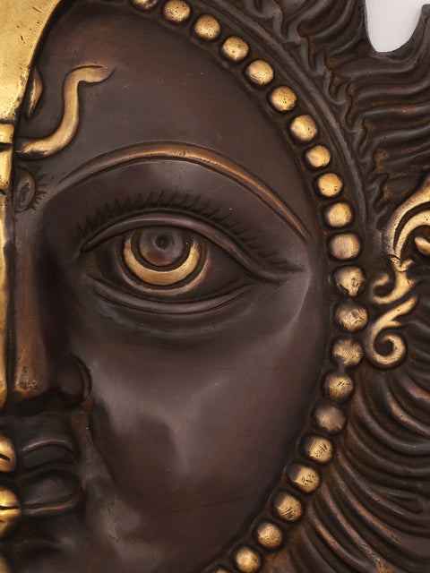 13" Half Sun and Half Moon Wall Hanging | Brass Statue