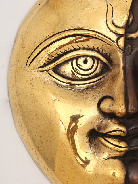 13" Half Sun and Half Moon Wall Hanging | Brass Statue
