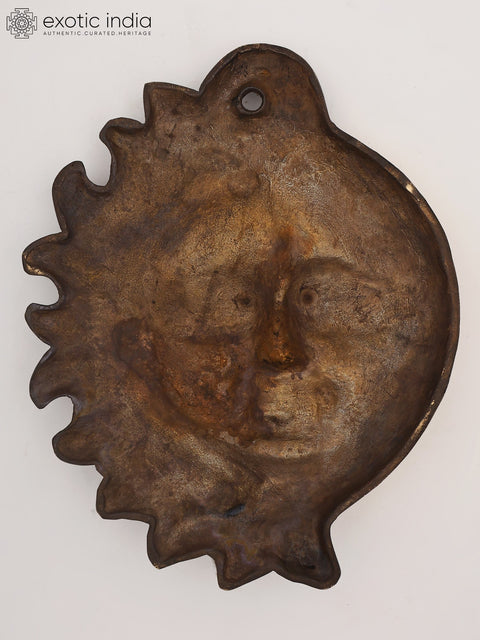 13" Half Sun and Half Moon Wall Hanging | Brass Statue