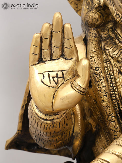 30" Large Sitting Lord Hanuman in Blessing Gesture | Brass Statue