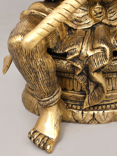 30" Large Sitting Lord Hanuman in Blessing Gesture | Brass Statue