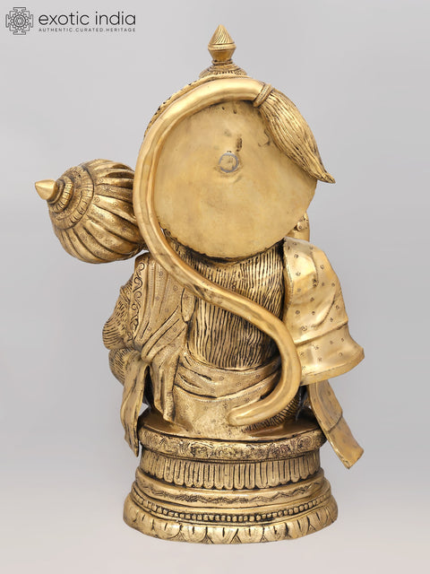 30" Large Sitting Lord Hanuman in Blessing Gesture | Brass Statue