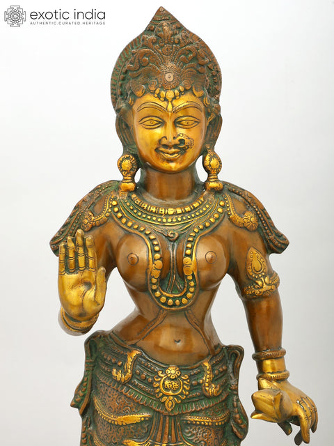 31" Large Standing Devi Parvati | Brass Statue