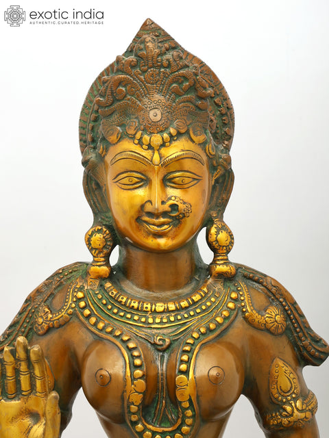 31" Large Standing Devi Parvati | Brass Statue