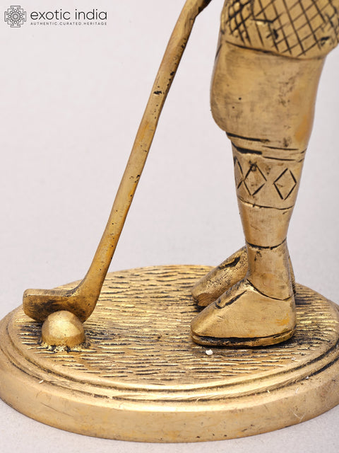 8" Brass Gentleman Golfer Taking Shot | Decorative Figurine | Table Piece