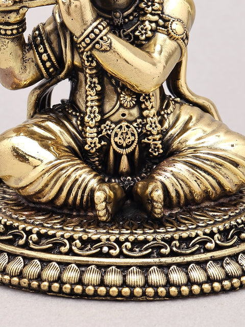 4" Small Superfine Baby Krishna Playing Flute | Brass Statue