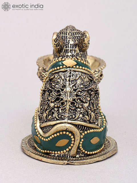 4" Small Superfine Ganesha's Vahana : Brass Rat with Oil Lamp