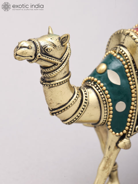 5" Small Superfine Camel Figurine | Table Decor | Brass Statue with Inlay Work