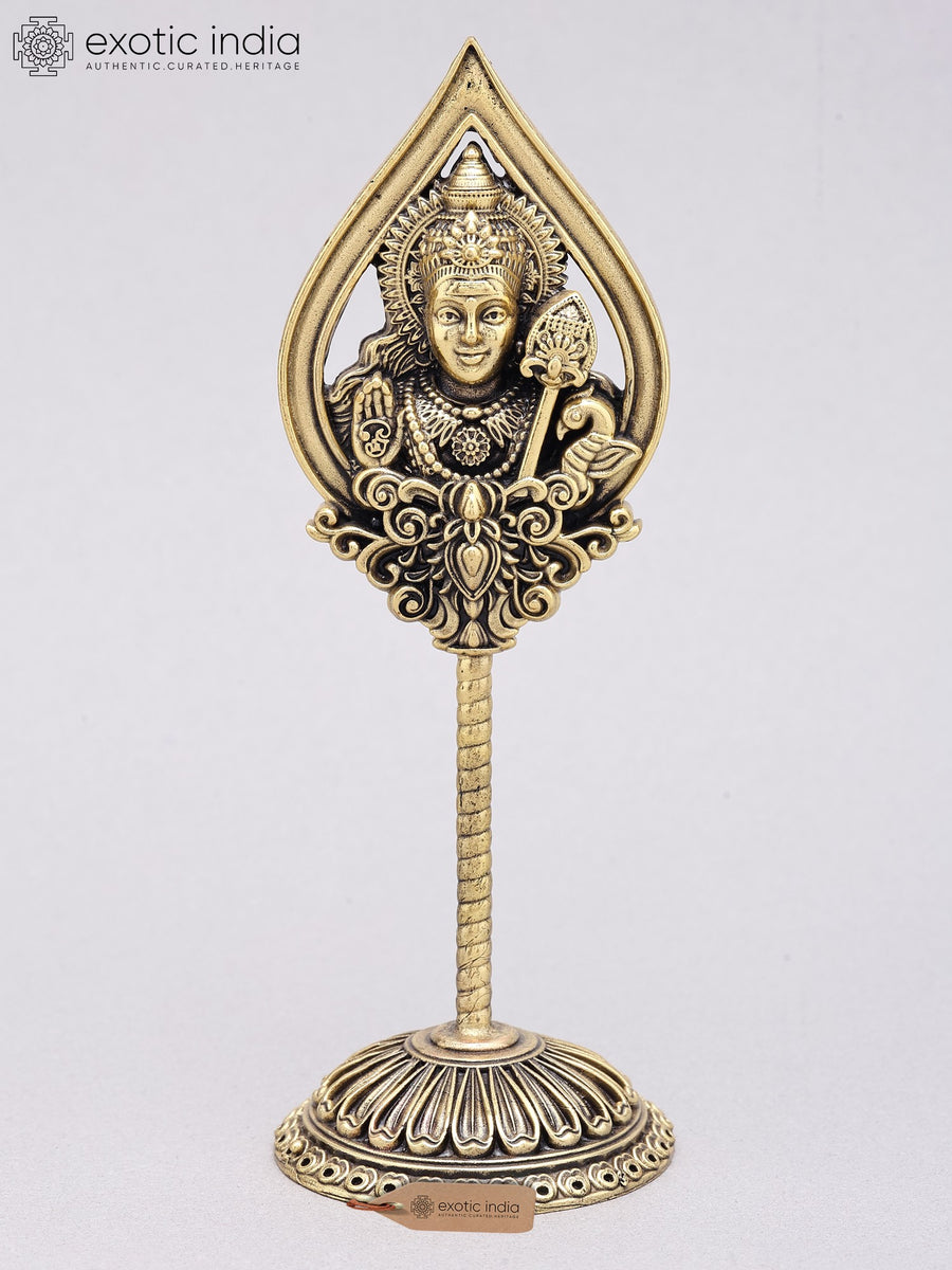 6" Handmade Brass Lord Murugan Vel Statue