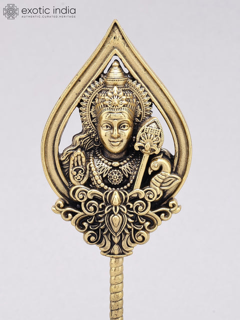 6" Small Superfine Lord Karttikeya (Murugan) Vel in Brass