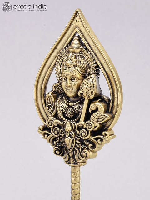 6" Small Superfine Lord Karttikeya (Murugan) Vel in Brass
