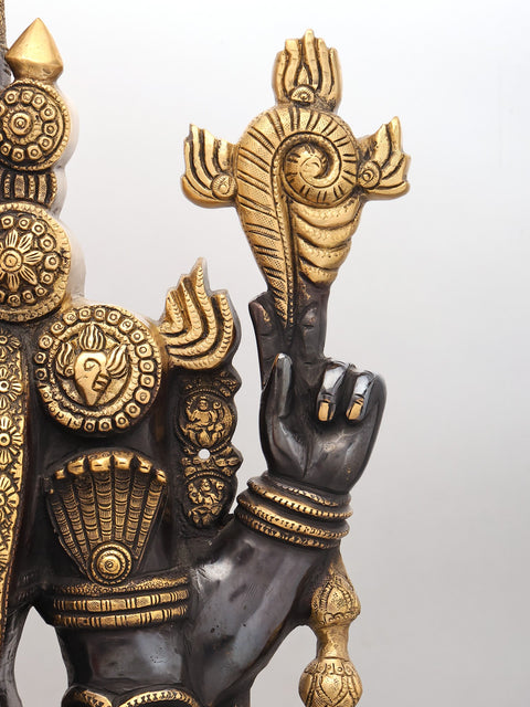 34" Large Brass Tirupati Balaji (Venkateshvara) Statue on Wood Pedestal