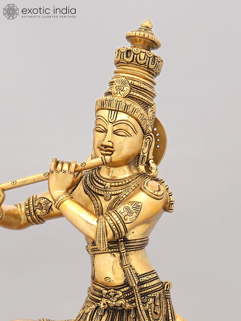 26" Cow Krishna Brass Idol