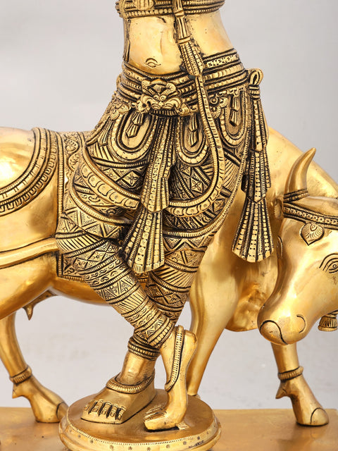 26" Cow Krishna Brass Idol