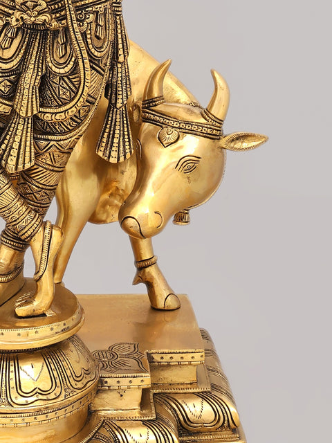 26" Cow Krishna Brass Idol