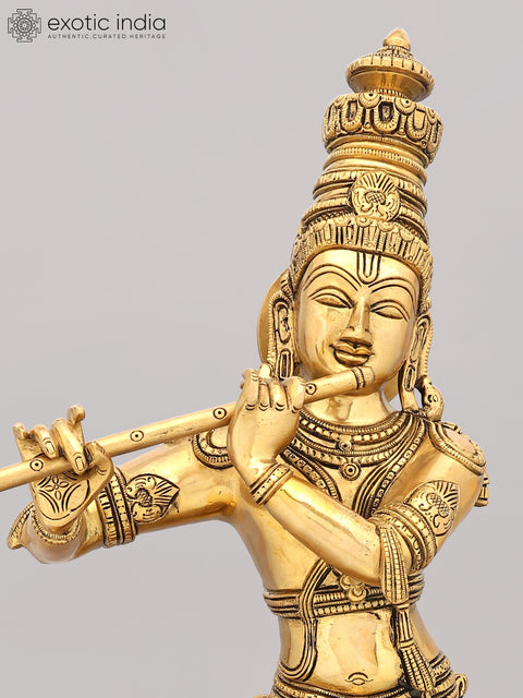 26" Cow Krishna Brass Idol