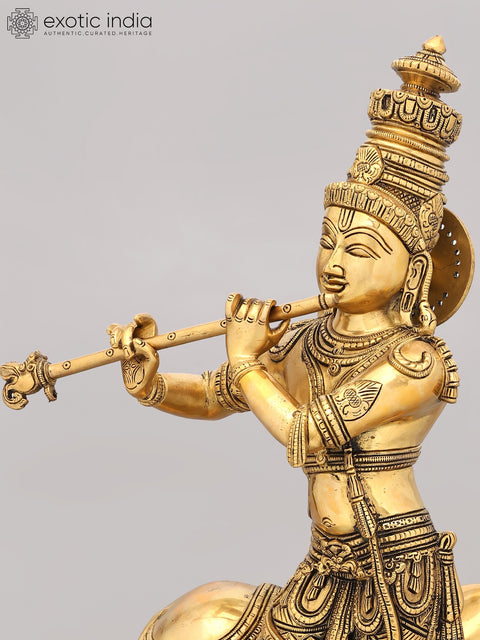 26" Cow Krishna Brass Idol