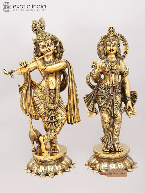 25" Divine Pair of Radha Krishna | Brass Statues