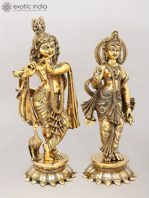 25" Divine Pair of Radha Krishna | Brass Statues